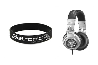 bracelet et casque musique avec le logo betronic